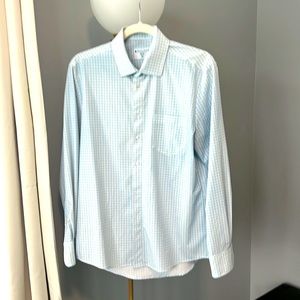 Men’s lightweight, travel, dress, shirt, size medium, checkerboard pattern